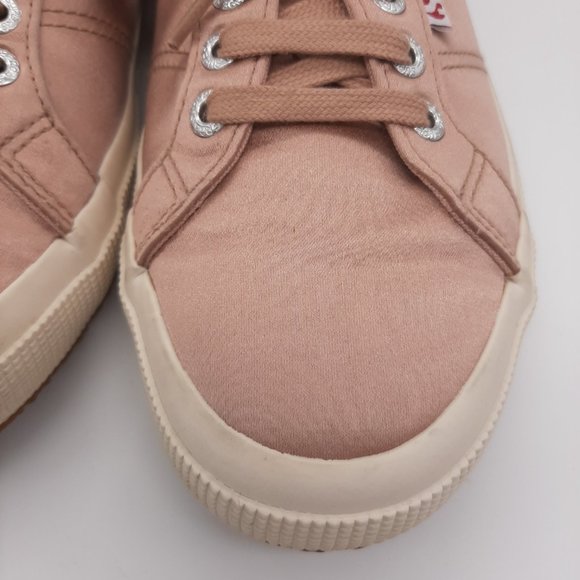 Superga Rose Gold Satin Low Top Sneakers - 8 - Picture 3 of 11
